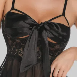 Krelin Self Design Shoulder Straps Net Baby Doll image 5
