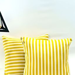 SLEEPY THREADS Yellow & White Set of 5 Striped Square Cushion Covers image 5