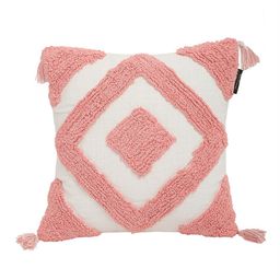 HOSTA HOMES Peach-Coloured & White Set of 2 Square Cushion Covers image 2