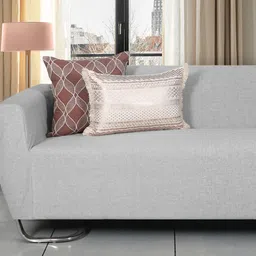 Ode & Cleo Rust & White 3-Pieces Embroidered Pure Cotton Square Cushion Covers image 2