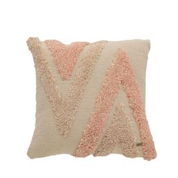 Pluchi Cream-Coloured & Pink Geometric Square Cotton  Cushion Covers-picture-0