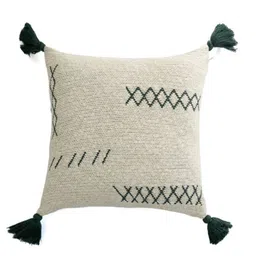 Pluchi Cream-Coloured & Green Square Cotton Cushion Covers-image-30