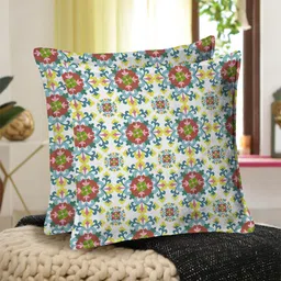 HOUZZCODE White & Green Set of 2 Abstract Square Cushion Covers image 4