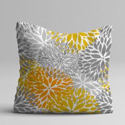 STITCHNEST Yellow & Grey Set of 5 Abstract Square Cushion Covers image 3