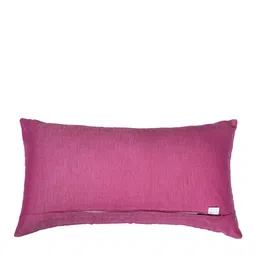 ZEBA Magenta & Beige Floral Embroidered Rectangle Cushion Cover image 3