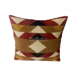iinfinize Brown & Red Abstract Printed Square Kilim Cushion Cover image 2