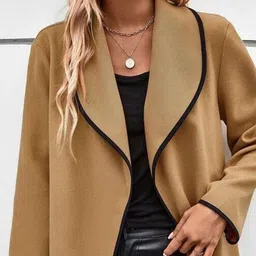 StyleCast Camel Brown Shawl Collar Open Front Jacket image 3