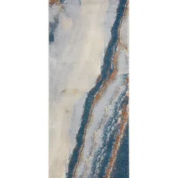 OBSESSIONS Cream-Colored & Blue Abstract Printed Anti Static Floor Runner image 5