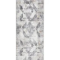 OBSESSIONS Grey & Beige Abstract-Printed Anti-Static Floor Runner image 4