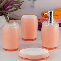 Kookee Orange 4 Pieces Abstract Printed Bath Accessories Set image 3