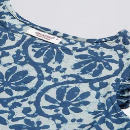 KALINI Floral Printed Flutter Sleeve Ruffles Cotton Top image 4