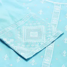 AURELIA Women Blue Ethnic Motifs Printed Thread Work Kurta image 2
