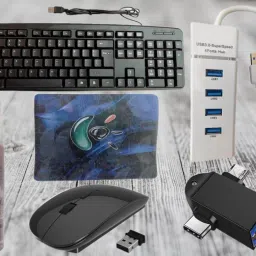 ANJO USB Keyboard-Wireless Mouse-Pad-3.0 USB Hub-Cleaner-OTG M & C Type 2 in 1 Combo Set-22
