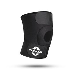 Nivia Basic Knee Patella Support, Knee Support for Men & Women, Knee Cap, Knee Wrap, Knee Pain Relief,Comfort & Adjustable with Velcro, Made of Neoprene Free Size(Black) image 1
