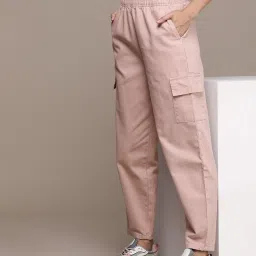 Women Regular Fit Red Cotton Blend Trousers-image-53