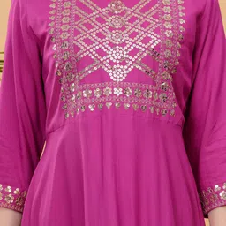 NEW4U Ethnic Motifs Embroidered Regular Sequinned Anarkali Kurta With Palazzos & Dupatta image 2