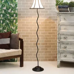 tu casa Sanna White Fabric Shade Club Floor Lamp With Metal Base-picture-8