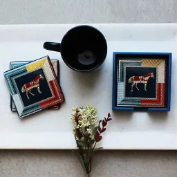 izzhaar Mustang Multicolor MDF Wood (Set of 4) Coaster Set-picture-12