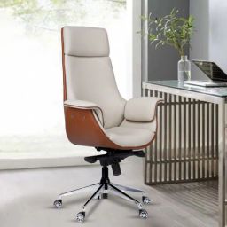 casacraft from pepperfry Flow Leatherette High Back Office Chair in Cream and Tan Colour-picture-34