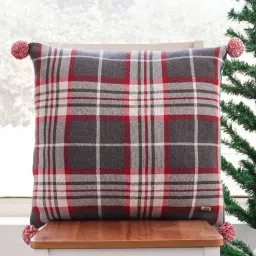 pluchi Red Geometric Cotton 20 x 20 Inches Cushion Cover-picture-46