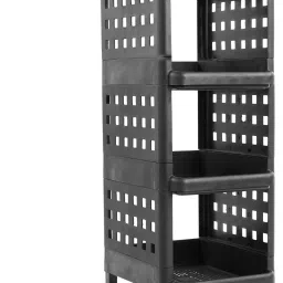 3 -Tier Rolling Storage Shelf Basket Utility Cart Rack | Storage Organizer Cart Plastic Kitchen Trolley-19
