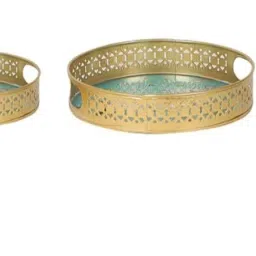 craftomanic Round Tray Set of 2 Cow Pichwai Tray (Size = 8" and 10") Tray Serving Set image 2