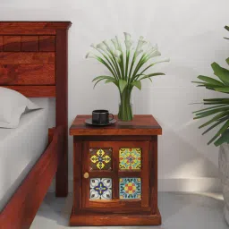 mudramark from pepperfry Siramika Sheesham Wood Bedside Table (Rhs Door) In Honey Oak Finish-picture-41