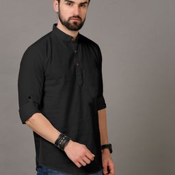 poshside Men Solid Cotton Blend Straight Kurta-picture-48