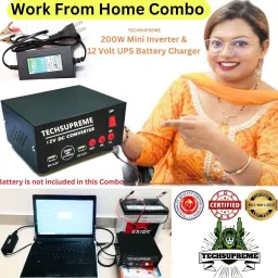 TechSupreme Work From Home Combo 200 Watt 12v DC to AC Converter & 12v 2Amp Battery Charger 110 W Adapter-33