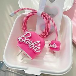 BeeNex Charger Case Cover for iPhone 18W-20W Charger, 3D Cute Barbie Design, Spiral Cable Protector-image-72