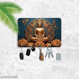 sndart Lord Buddha Key Holder For Living Room Wood Key Holder-picture-0