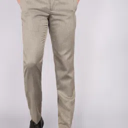 Men Slim Fit Brown Polyester Trousers-image-46