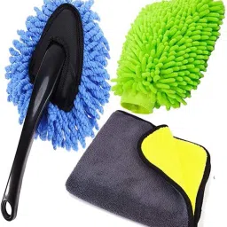 Reusable Microfiber cloth & gloves & small plastic microfiber duster Combo-picture-26