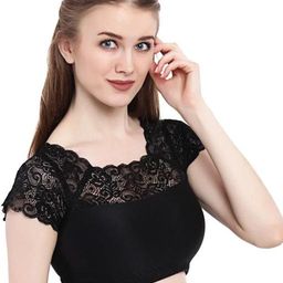 Lycra Daily Lace inserts Stretchable Stitched Blouse-image-2