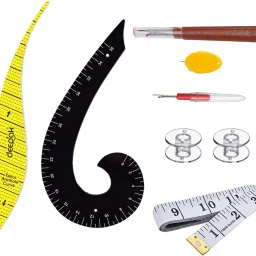 Frenchcurve sleeve scale seamripper Inchtape Needletheader Bobbins Sewing Kit-12