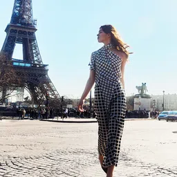 Dash and Dot Checked One Shoulder Top With Trousers image 3