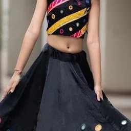 BAESD Girls Embroidered Mirror Work Ready to Wear Lehenga & Blouse image 4