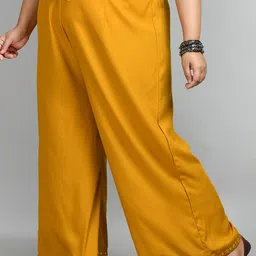 PrettyPlus by Desinoor.com Women Plus Size Hem Design Flared Palazzo image 2
