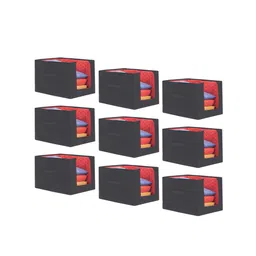 prettykrafts Set Of 6 Black & Red Printed Foldable Shirt Stacker Wardrobe Organizers-16