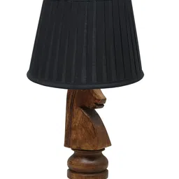 Homesake Black & Brown Rustic Wood Base Textured Fabric Shade Traditional Table Lamp image 4