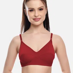 FIMS Women Pack of 2 Orange And Maroon Cut And Sew Seam Full Coverage Cotton Bra image 3