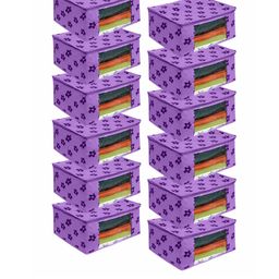 prettykrafts Set Of 12 Purple & Black Printed Saree Organisers With Transparent Window-image-87