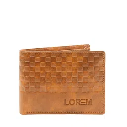 LOREM Men Orange Textured Two Fold Wallet with SIM Card Holder image 4