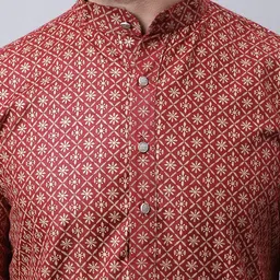 SOJANYA Men Floral Printed Kurta With Pyjamas & Nehru Jacket image 2