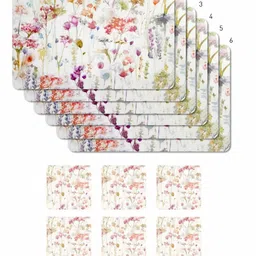 OBSESSIONS Cream & Red 12 Pieces Rectangular Table Placemats with Coasters image 4