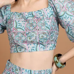 Vishudh Printed Off Shoulder Crop Top With Trousers image 2