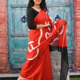 JALTHER Geometric Printed Mulmul Cotton Block Print Saree image 2