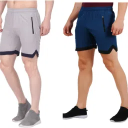 Pack of 2 Solid Men Purple Sports Shorts-3