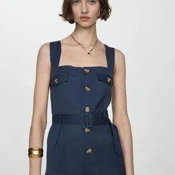 MANGO Shoulder Straps Button Detail Playsuit image 3