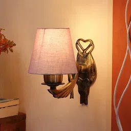 Devansh Grey Wall Lamp With Cotton Conical Shade image 2